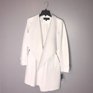 MARC ANDREWS White Drape Front Flyaway Coat Women